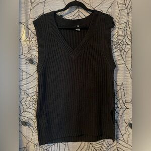 Black Ribbed Knit Sleeveless Top